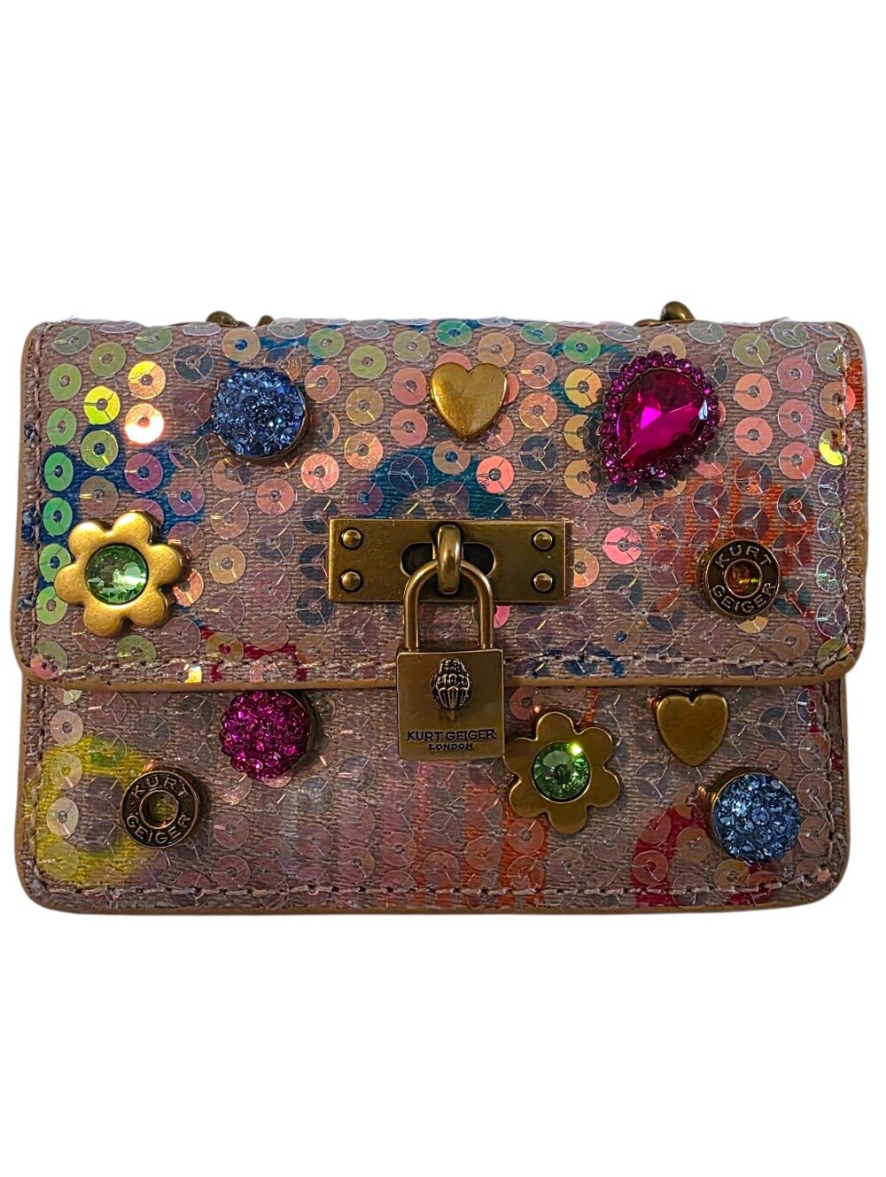 Kurt Geiger London Micro Brixton Shoulder Bag Crystal & Sequin Crossbody NWOT